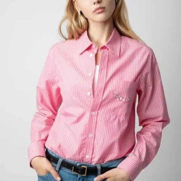 Zadig & Voltaire Taskiz Diamanté "Peace & Love" Shirt – Size L - Picture 1 of 8